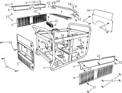 щиток рамы верх. \ FRAME GUARD SHIELD бензогенератора Elitech БЭС 12000 Е (рис.7) 0101207300