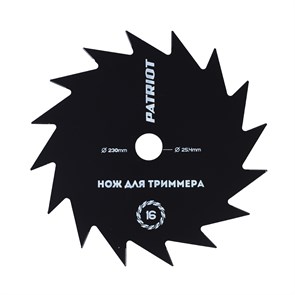 {{photo.Alt || photo.Description || 'Нож PATRIOT TBS 16 для триммера (230х25.4 мм, 16 зубьев)'}}