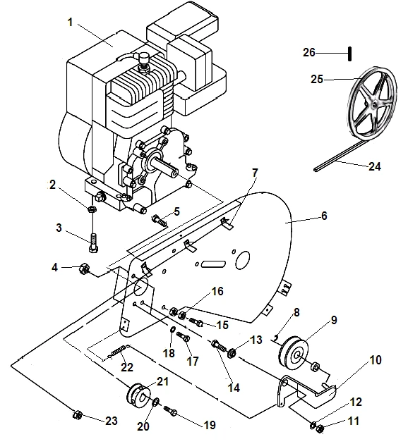Шкив ремня культиватора Champion BC 5511 (рис. 21) HY014S