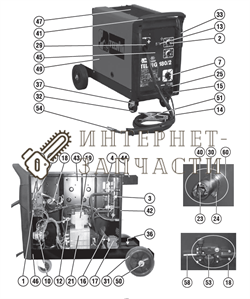 Комплект зубчатых колес сварочного полуавтомат Telwin TELMIG 180/2 TURBO 990264 - фото 164227