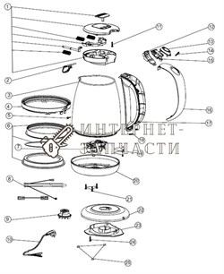 Стеклянный корпус чайника Galaxy GL0550 - фото 168501