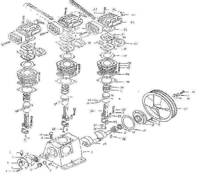 Головка цилиндра компрессорной головки Elitech ТС 3065 (рис.43) 0702025400