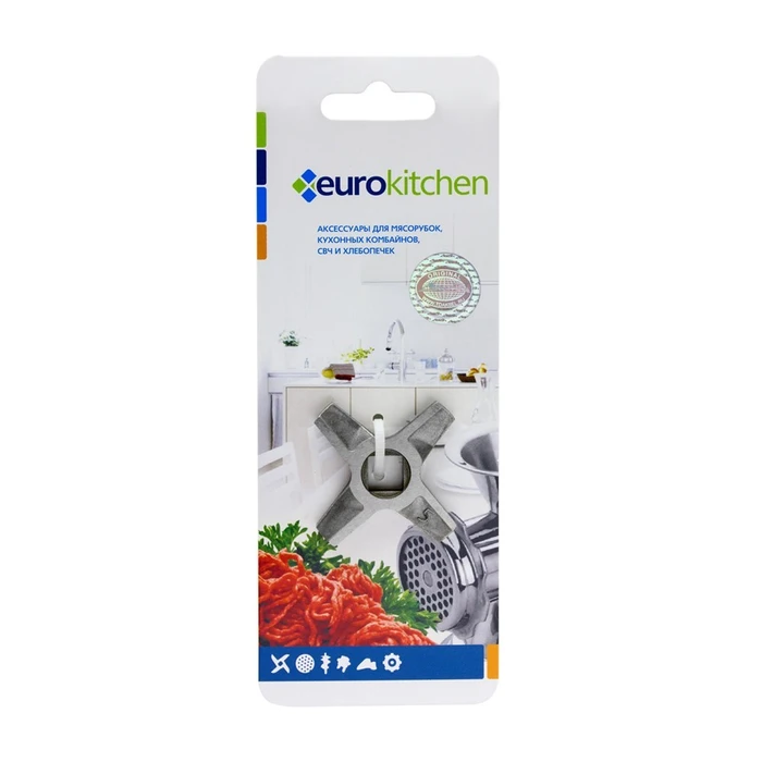 Нож двусторонний для мясорубки, 1 шт., сталь, бренд: EUROKITCHEN, арт. KNG-12 KNG-12