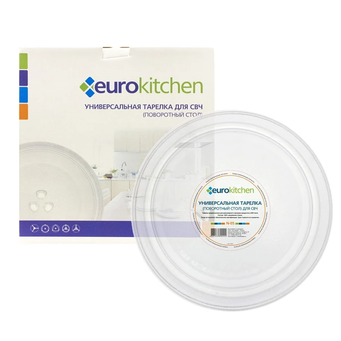 Стеклянный поддон Eurokitchen N-05 для микроволновки, под крестовину, диаметр 360 мм N-05