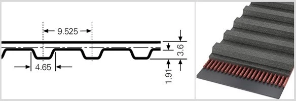 Зубчатый приводной ремень  187 L, L=475 mm 187 L, L=475 mm