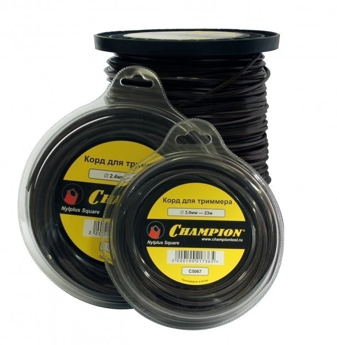 Корд триммерный CHAMPION  Nylplus Square 2.4мм* 74м (квадрат)+нож C5066