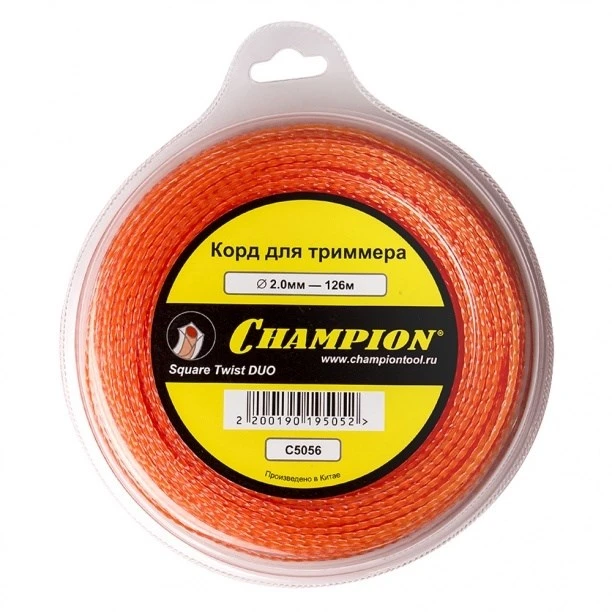 Корд триммерный CHAMPION  Square Twist DUO 2.0мм*126м (витой квадрат)+нож C5056