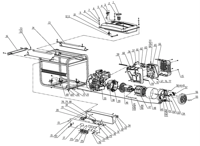 Панель управления для генератора FUBAG MS 5700 №21 351411020