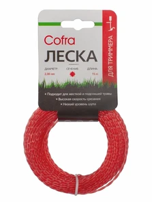 {{photo.Alt || photo.Description || 'Леска Cofra 2,0 мм витое квадратное сечение для триммера, 15 м'}}