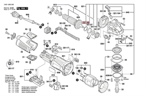 Комплект зубчатых колес болгарки Bosch GWS 19-125 CIST (рис.838) 1607000434