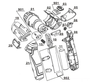 передний корпус 2 (Einhell Красный) аккумуляторной отвертки Einhell TC-SD 3,6 Li (4513442) (рис.19) 451344201019