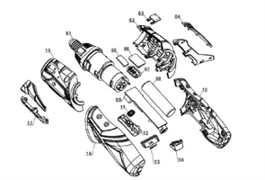 Задняя нижняя крышка аккумуляторной отвертки Einhell TE-SD 3,6 LI  (4513490) (рис.16) 451349001016