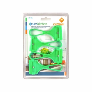 {{photo.Alt || photo.Description || 'Набор скребков Eurokitchen для чистки стеклокерамики, салатовый'}}